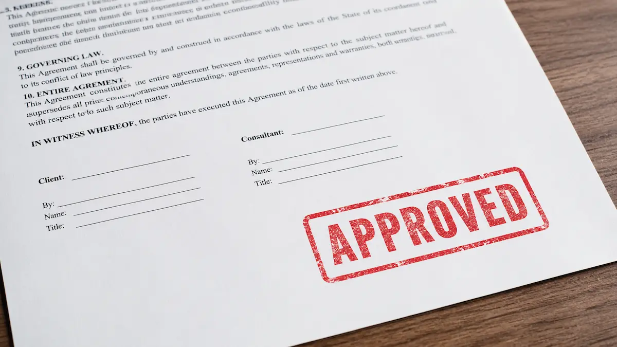 Adding an official business seal to a document photo